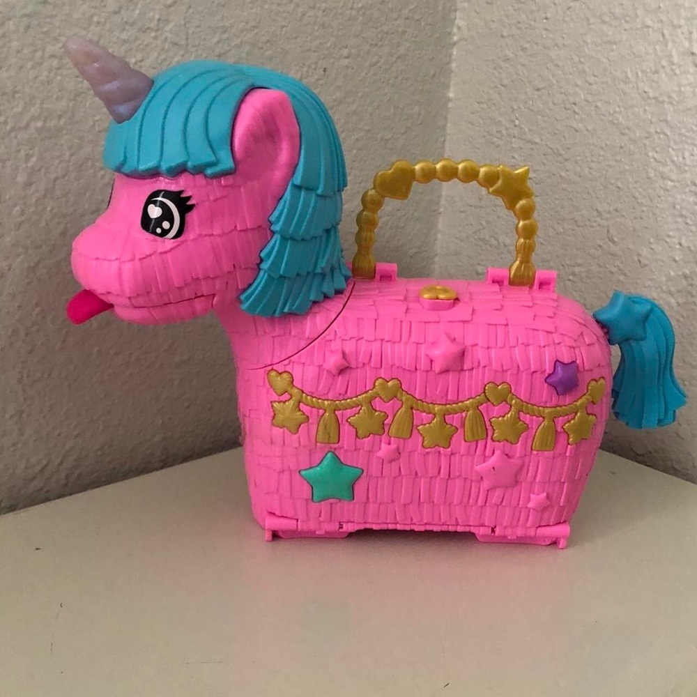 Polly Pocket Pinata Unicorn Party Play Set Carry Case Toy Pink Partilandia